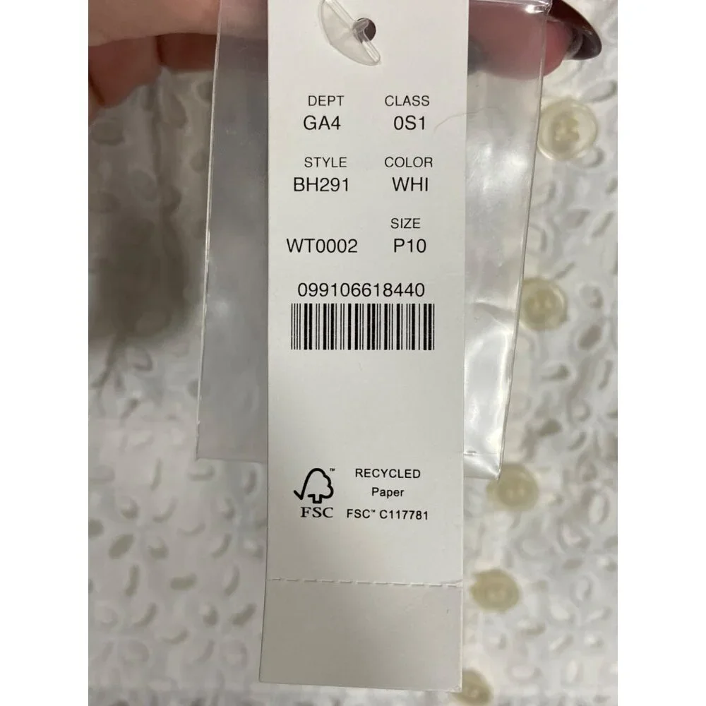 NWT J.Crew Button-Front Sleeveless Midi Dress White Cotton Summer Eyelet-sz 10 P